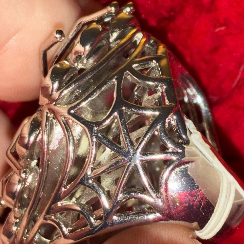 BETSEY JOHNSON Halloween Spider & Sim Black Onyx Stone Size 7.5 Ring NEW NWT
